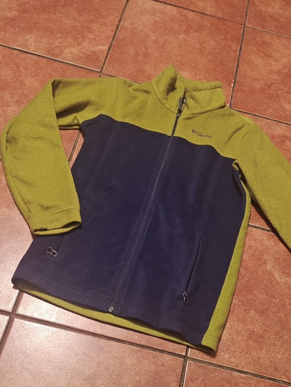 Columbia Kids Two-Tone Lime Green & Navy Full-Zip Fleece Jacket